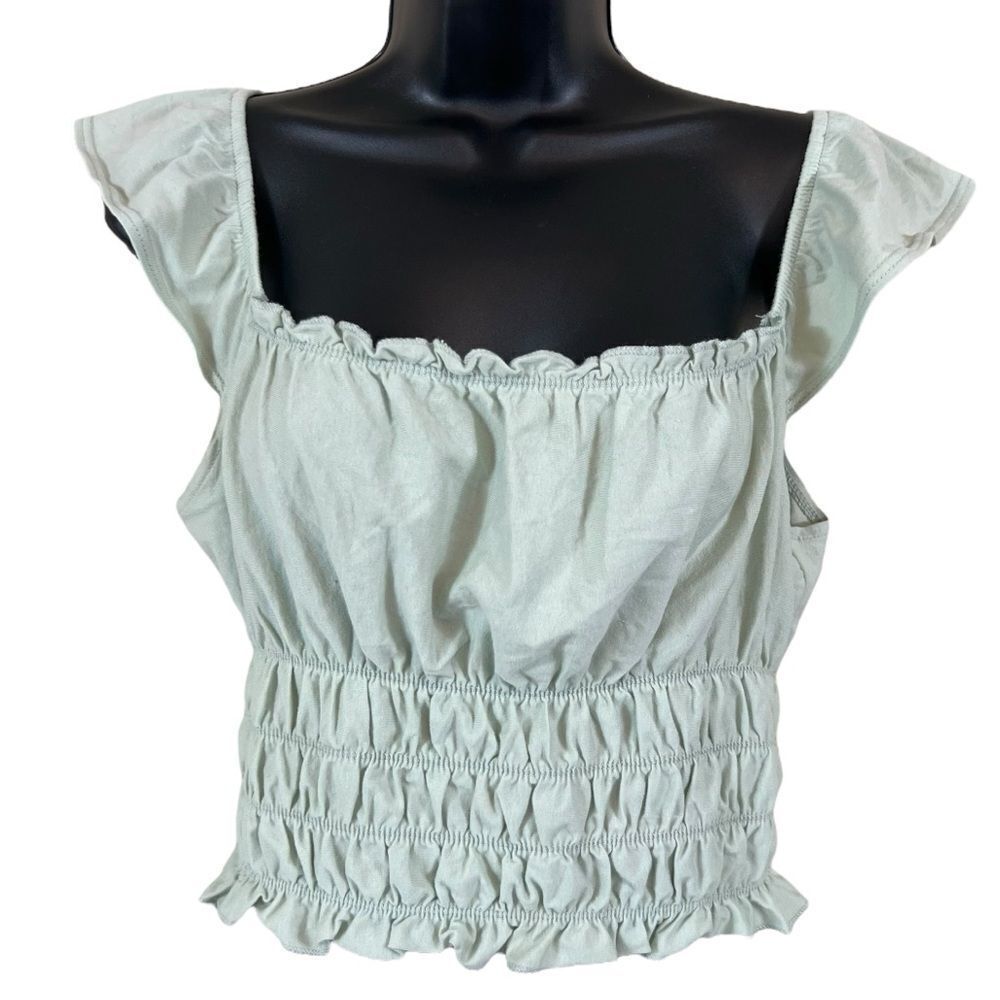 ASOS Miss Selfridges Mint Green Ruched Crop Top
